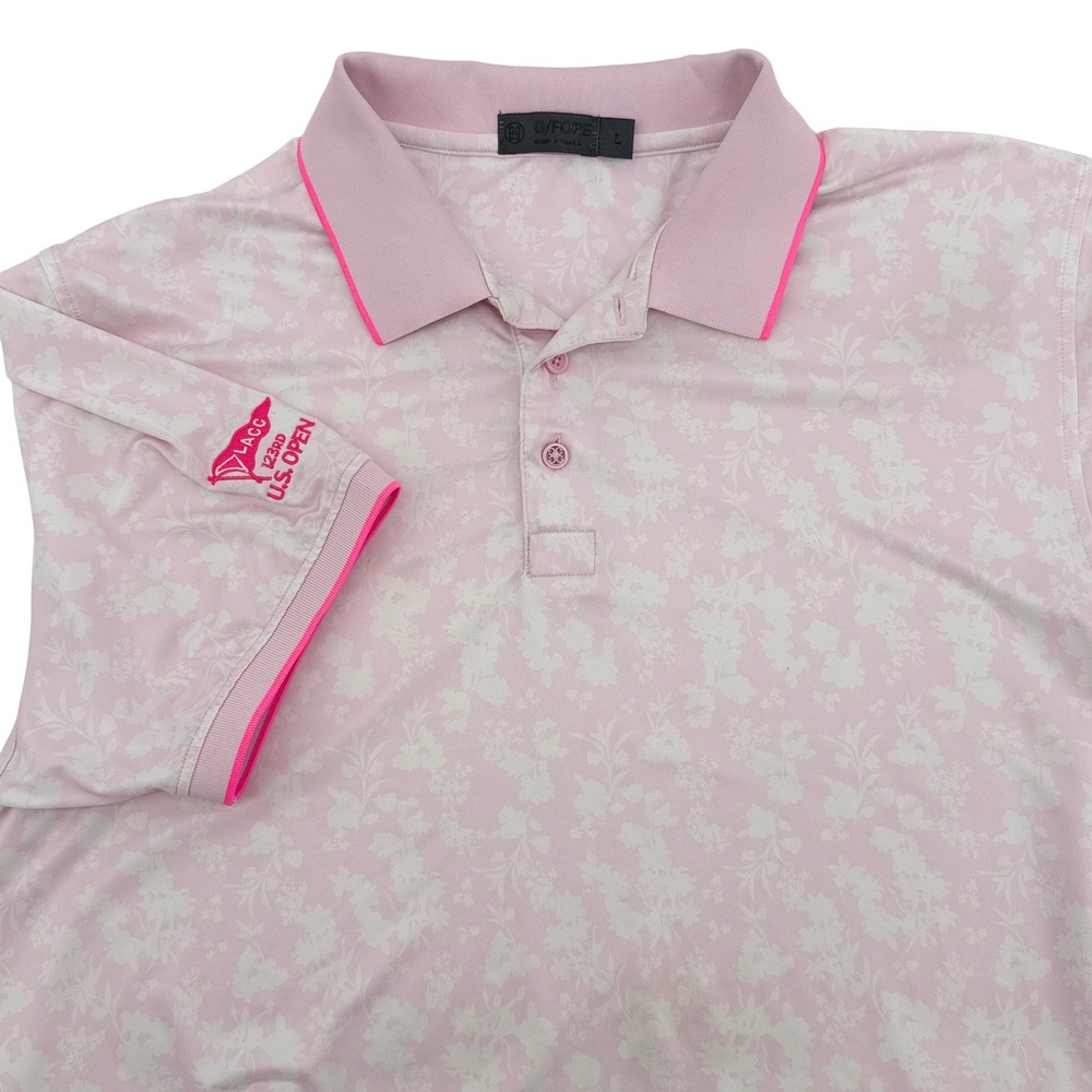 G/FORE Mens LACC 123rd US Open Golf Polo Shirt Pink Floral Print Large